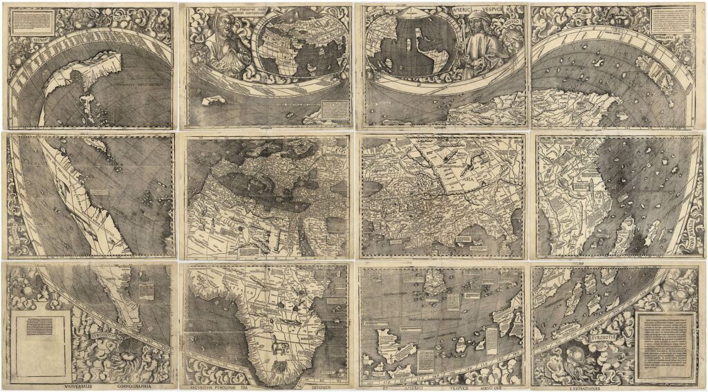 Martin Waldseemüller's map which for the first time separates America from Asia