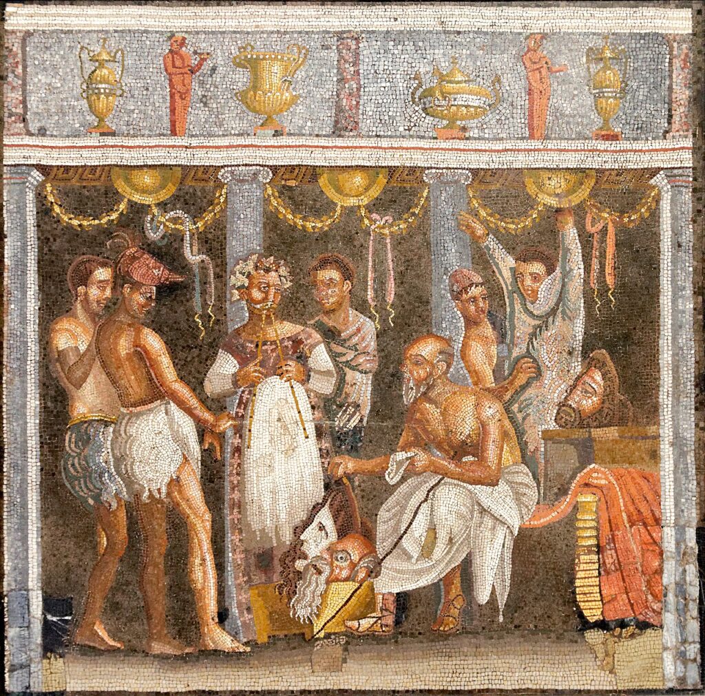 Mosaic of Roman Actors Performing